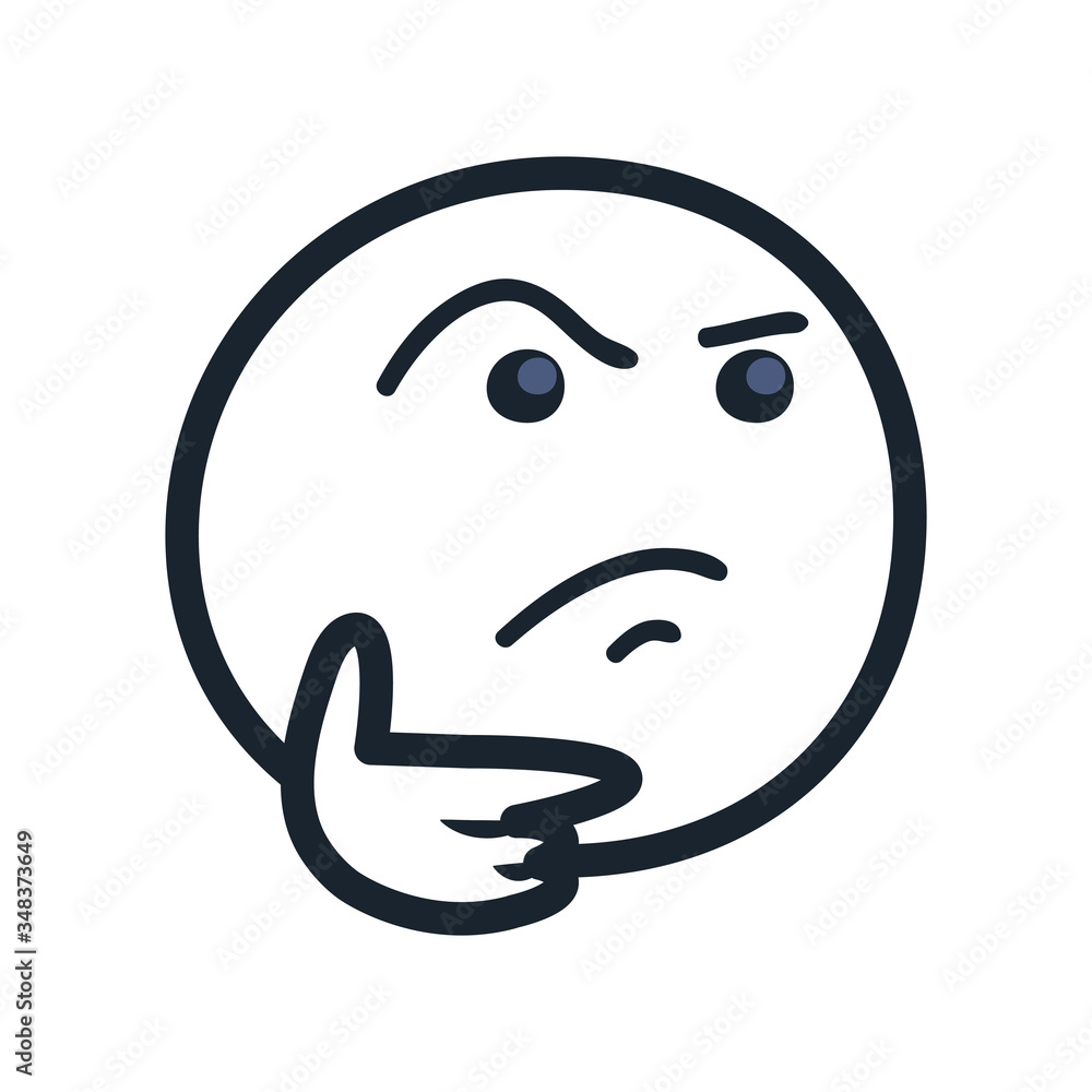 thinking emoji face line style icon vector design thinking emoji face line style icon vector design