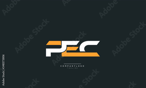 PEC Letter Logo Alphabet Design Icon Vector Symbol