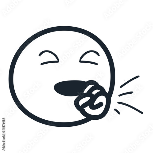 Emoji with dry cough line style icon vector design