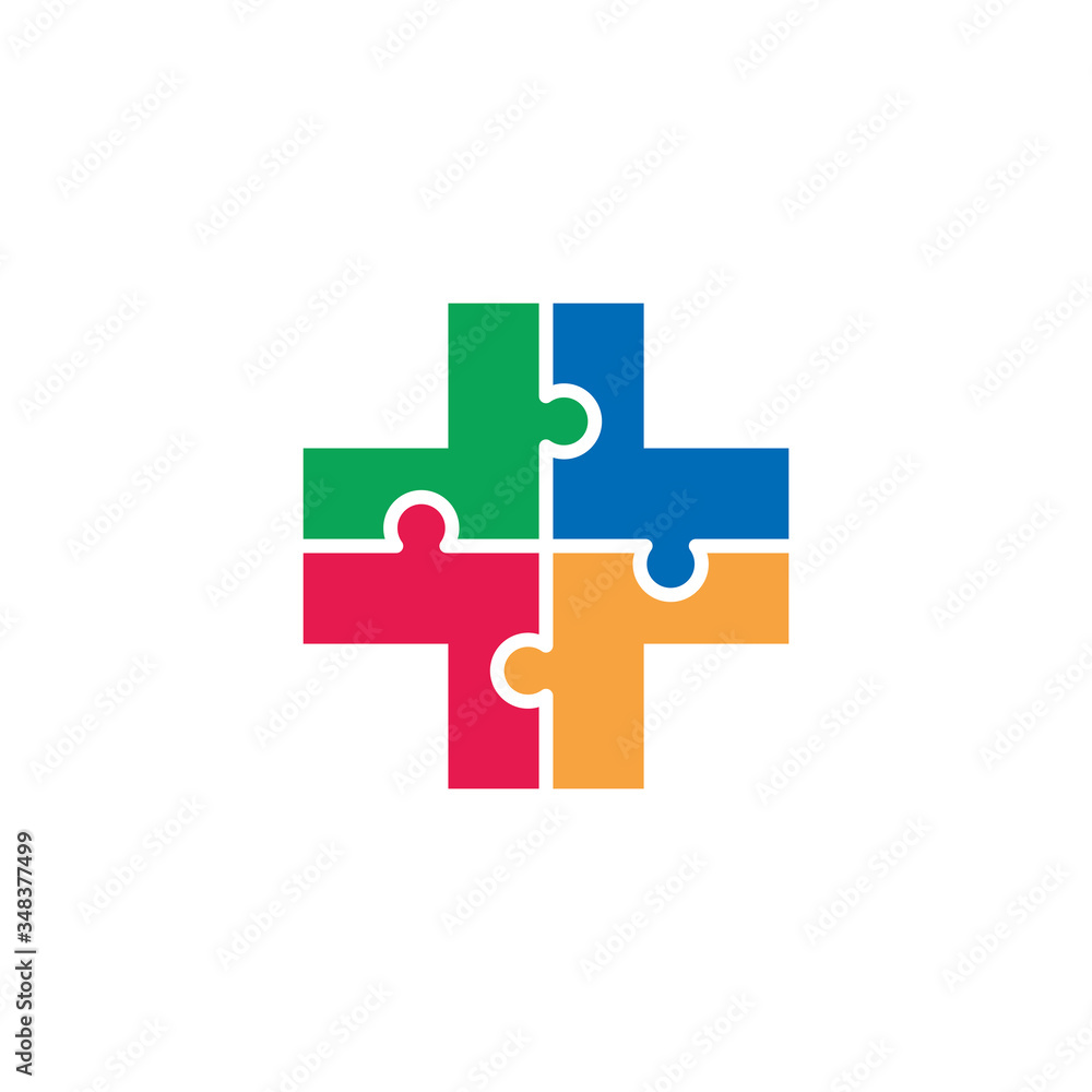 Plus Puzzle Logo Template Design Plus Puzzle Logo Template Design