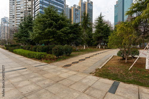 Fototapeta Naklejka Na Ścianę i Meble -  city park with modern building background in shanghai