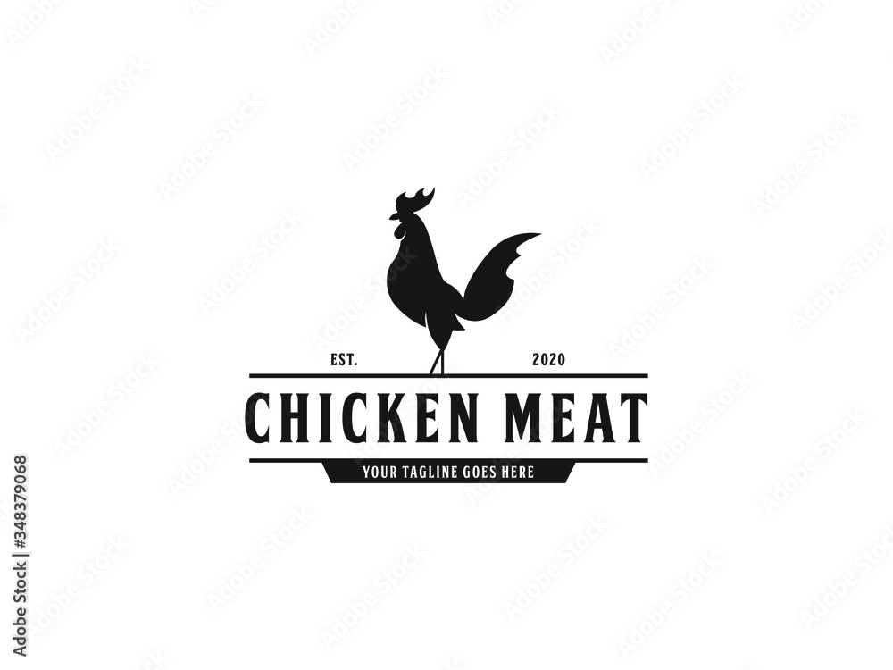 Obraz premium chicken Rooster Poultry Farm Vintage Badge logo design inspiration