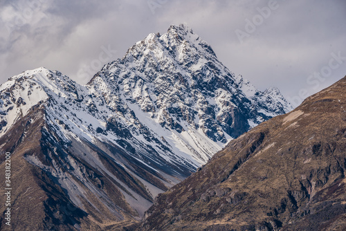 Snow Covered Mountain Peaks. Mount Cook National Park New Zealand