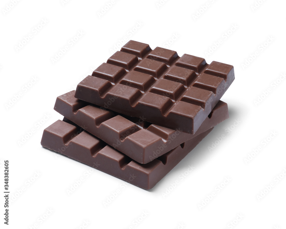 Delicious milk chocolate bars isolated on white Delicious milk chocolate bars isolated on white