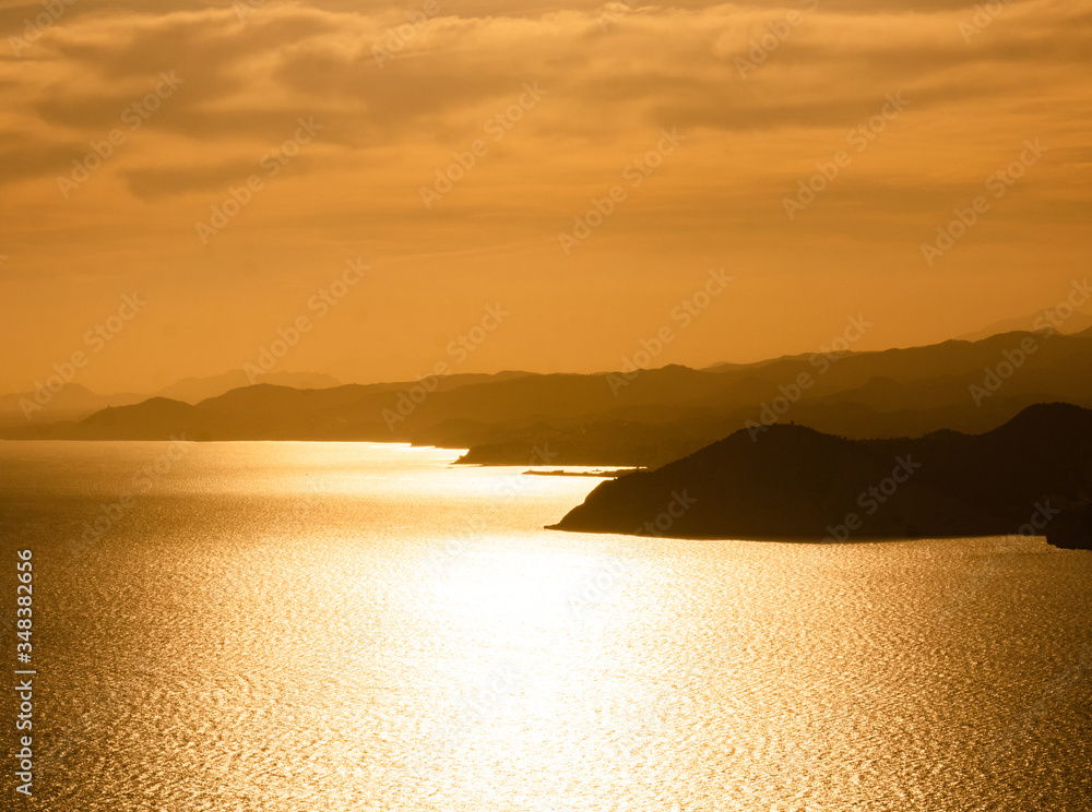 sunset on the mediterranean coast