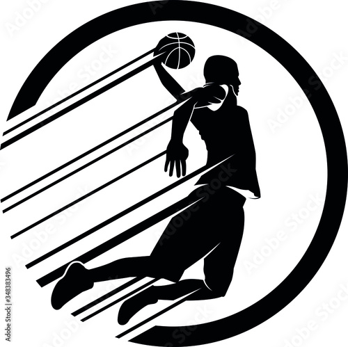 Leaping Slam Dunk Basketball Player
