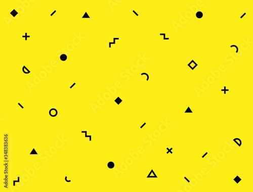 Small black shapes pattern on a yellow background.