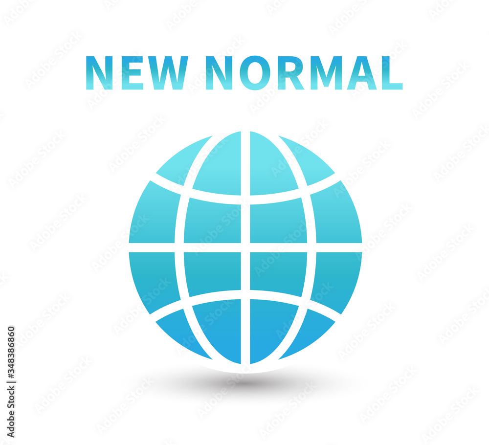 Globe icon with text New normal. Vector illustration Globe icon with text New normal. Vector illustration