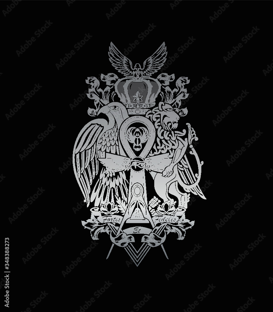 Vector Chrest Silver on Dark Black Vector Chrest Silver on Dark Black