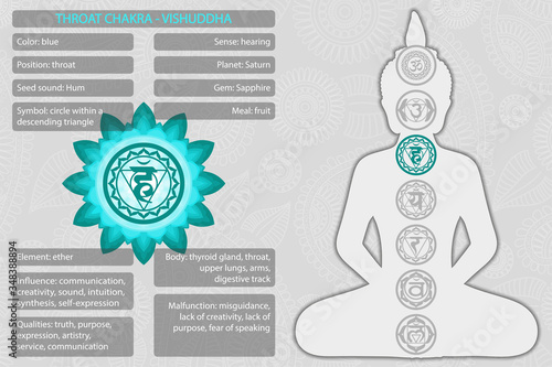 Chakras symbols with description of meanings infographic