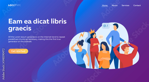 Group of people with problem behavior. Arrogant, angry, bored, selfish, proud man and woman failing in communication. Vector illustration for society, social skills concept