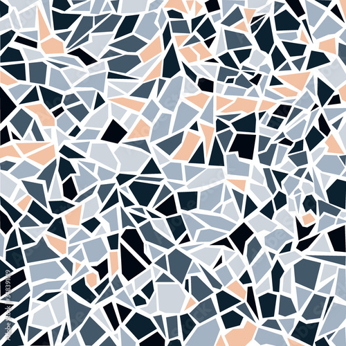 Terrazzo flooring vector pattern. Modern vector illustration for fabric print, wrapping paper, flooring. Classic venetian terrazzo style of floor of natural stone, granite, quartz.