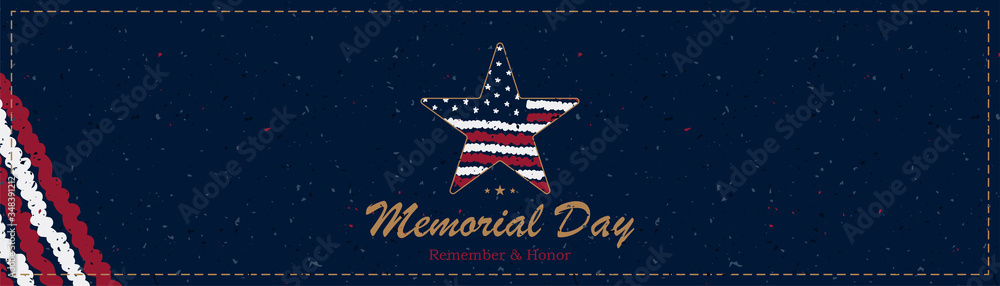 Naklejka premium Banner Memorial Day. Vector illustration with lettering