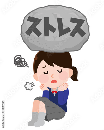 ストレスを感じる　女子高生　イラスト