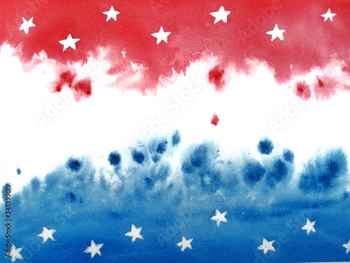 American independence Day, celebration, patriotism and holiday concept-watercolor background of Happy 4th of July, illustration for postcards and t-shirt printing