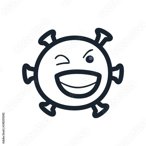 smile emoji covid 19 virus line style icon vector design