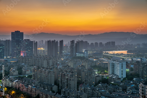 Sunset in the city