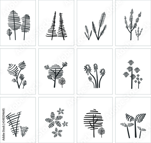 set of vector trees with freehand