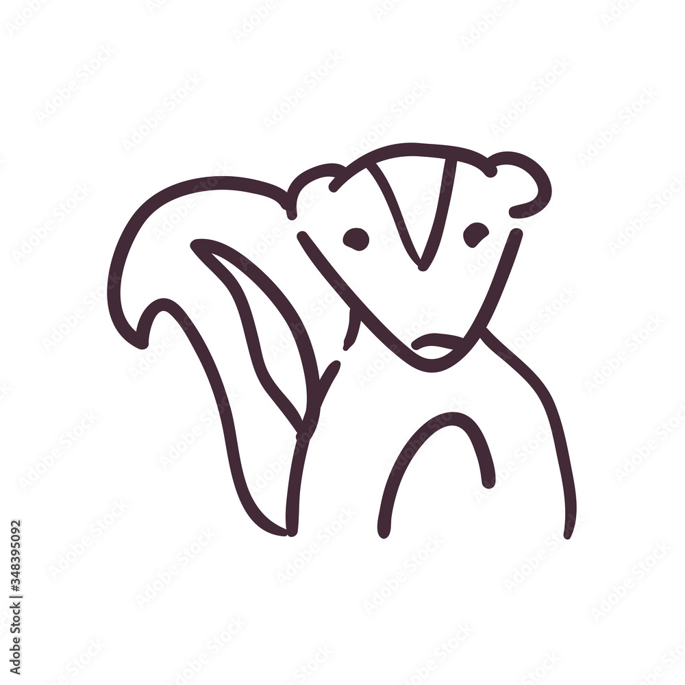 Obraz premium skunk cartoon line style icon vector design