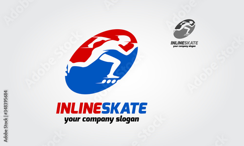 Inline skate sport logo template. The logo is very simple and clean. Roller skate sport activity.