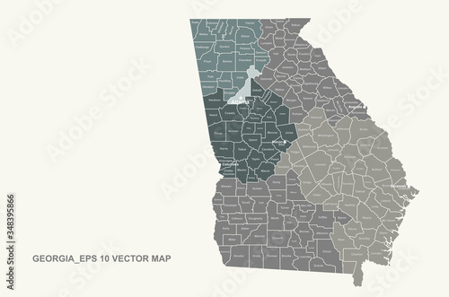 georgia map. vector map of georgia, U.S. states. 