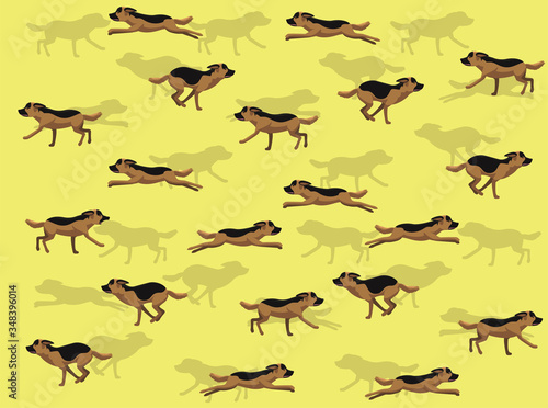 Dog German Shepherd Running Cartoon Vector Seamless Background Wallpaper-01