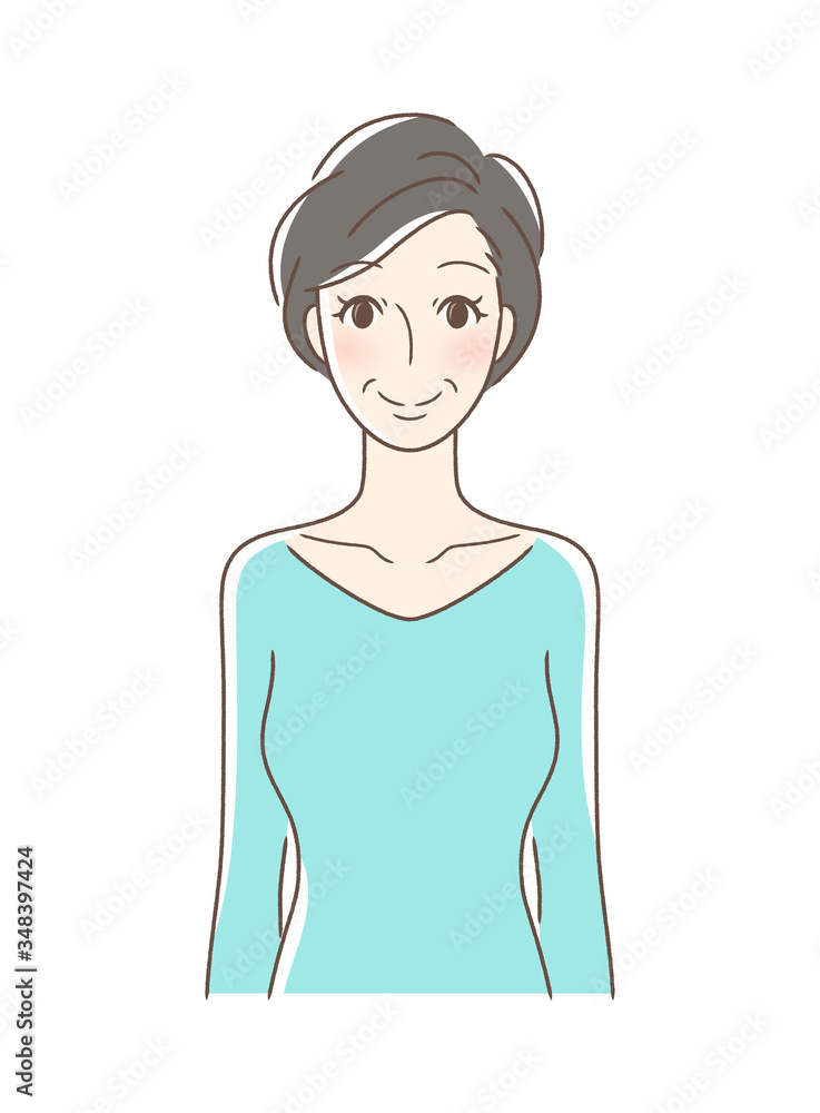 笑顔で正面向きの女性 笑顔で正面向きの女性