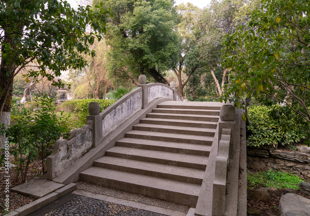 ancient stone bridge over river,China