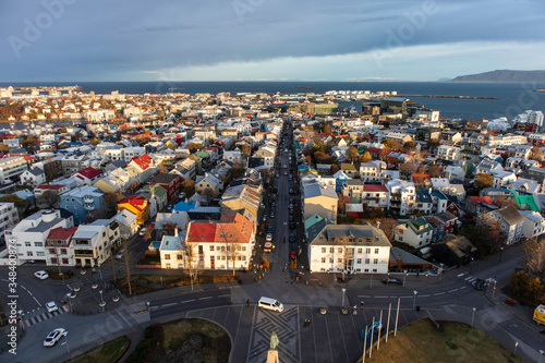 Aerial view of the city of Reykjavik, Iceland 