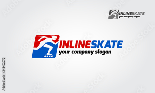 Inline skate sport logo template. Logo of a stylized inline skate player in motion.