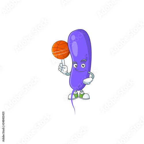 An sporty cholerae mascot design style playing basketball on league