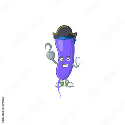 mascot design style of cholerae as a pirate having one hook hand