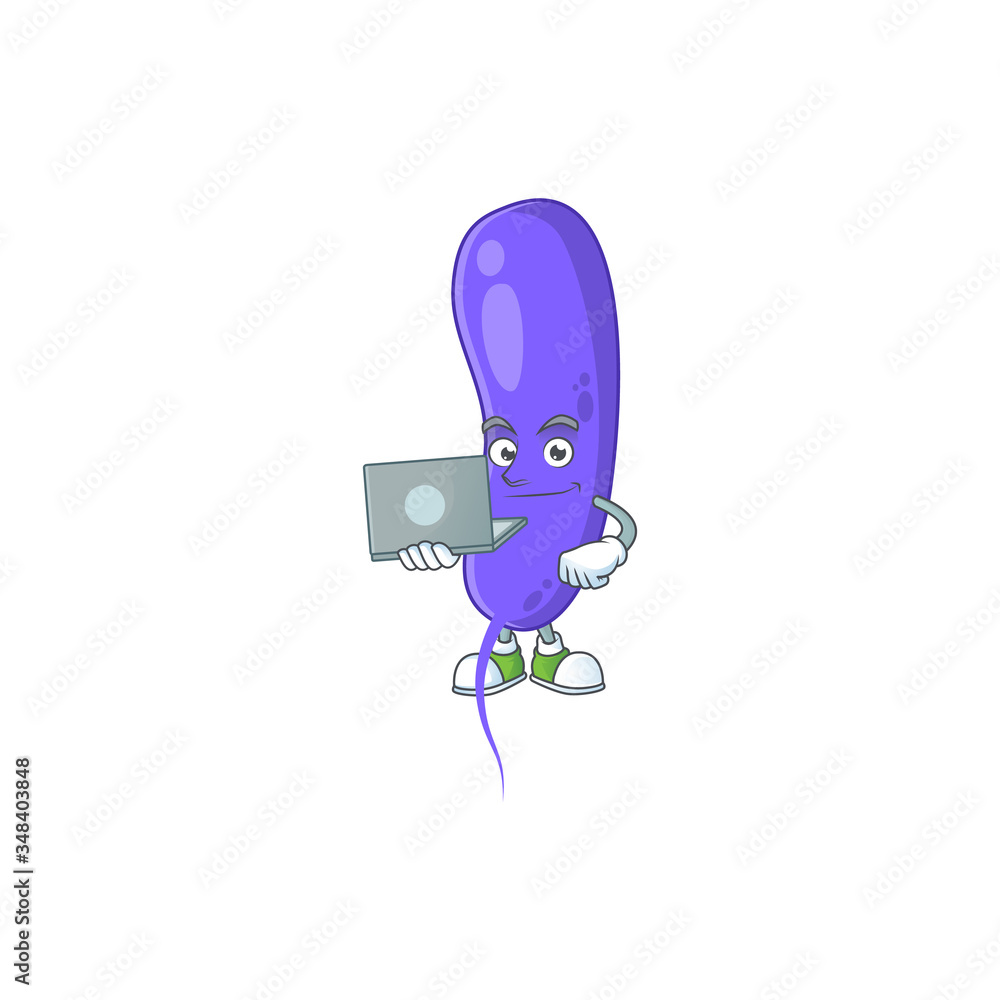 Diligent cholerae cartoon drawing concept working from home with laptop Diligent cholerae cartoon drawing concept working from home with laptop
