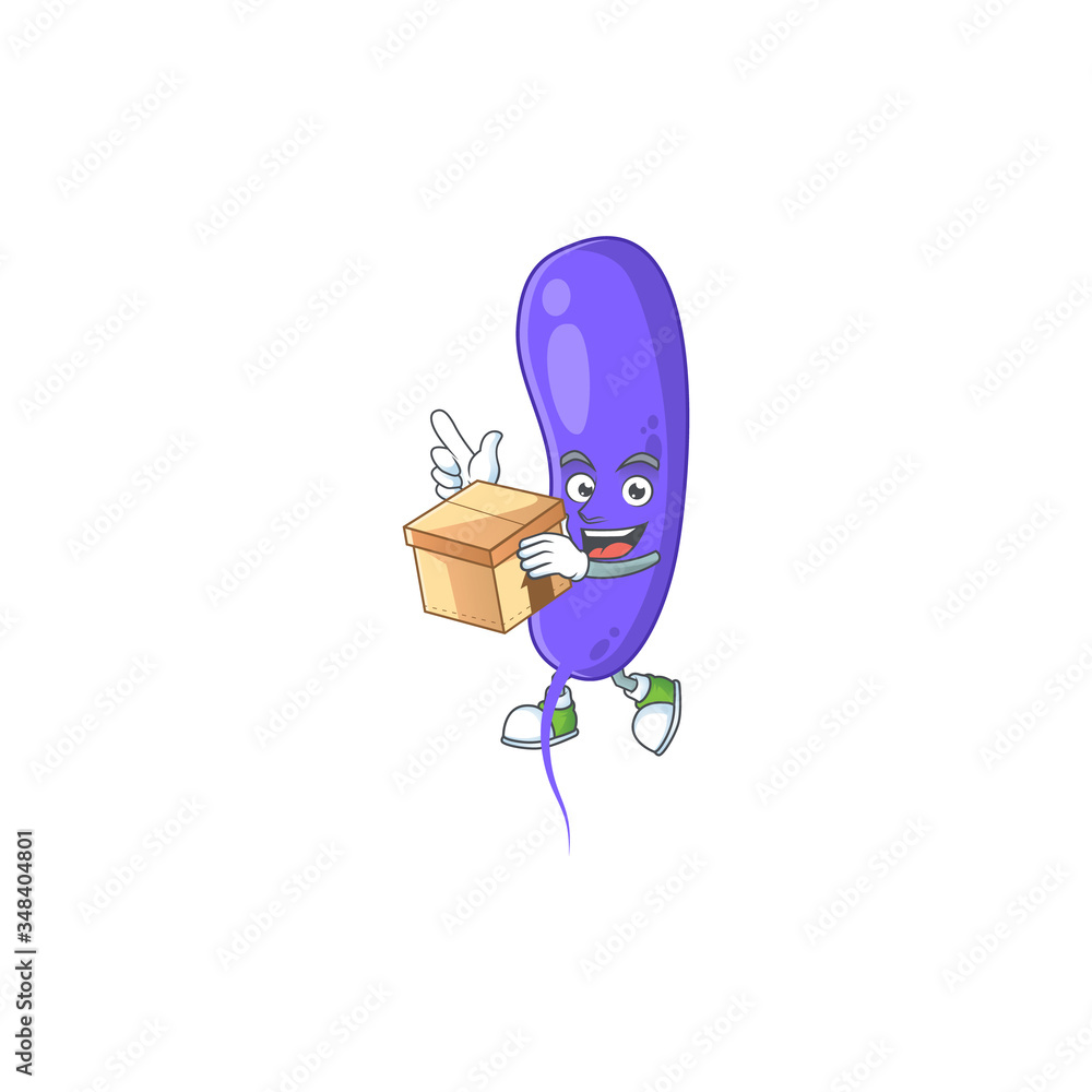 cartoon design style of cholerae having gift box cartoon design style of cholerae having gift box