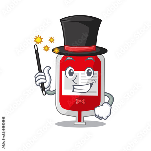 A gorgeous smart Magician of blood plastic bag cartoon design style