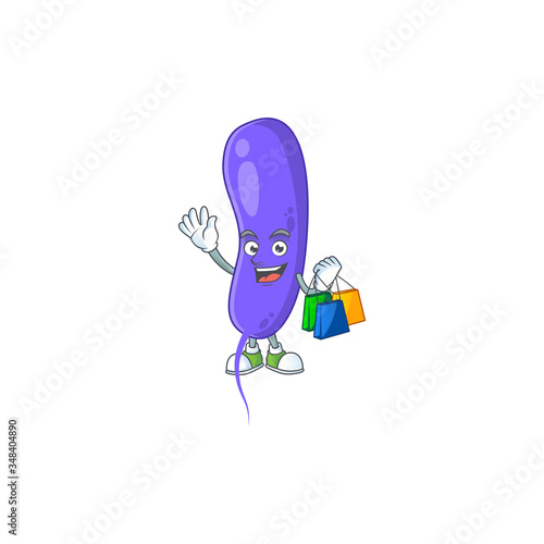 Happy rich cholerae Caricature picture with shopping bags