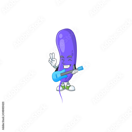 Cholerae cartoon character style plays music with a guitar