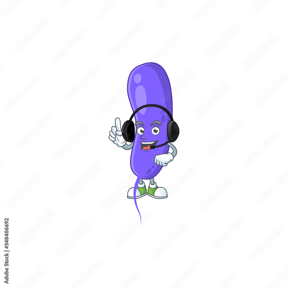 Cholerae cartoon character style speaking with friends on headphone Cholerae cartoon character style speaking with friends on headphone