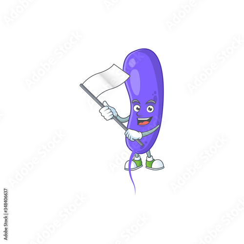 Cute caricature character of cholerae with a white flag