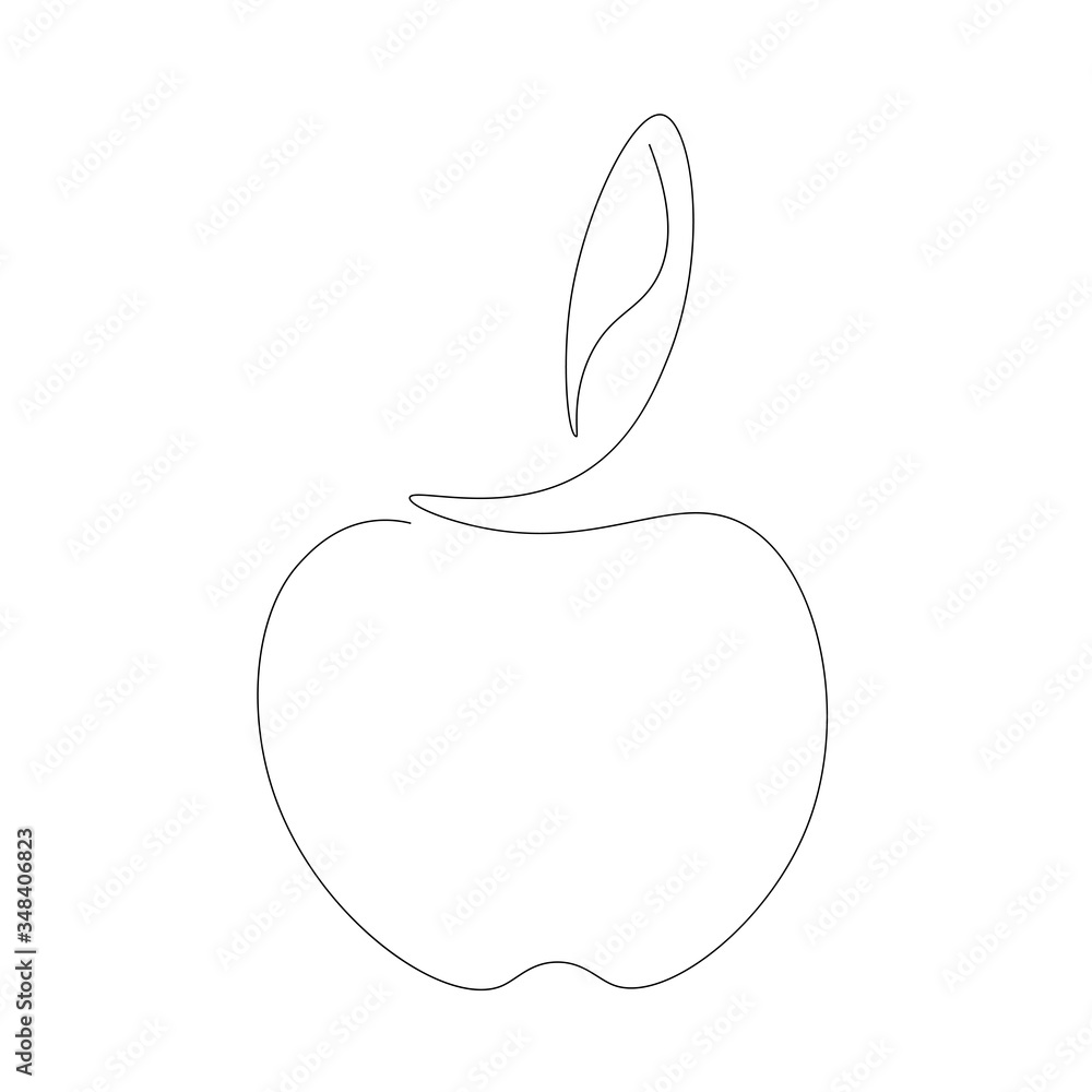 Apple on white background one line drawing, vector illustration Apple on white background one line drawing, vector illustration