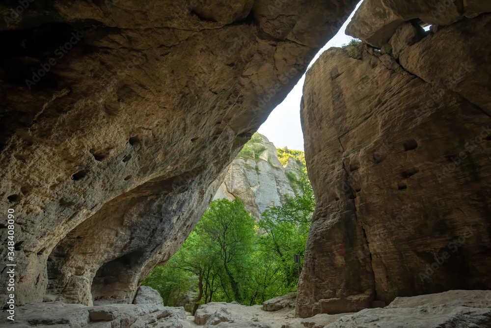 Rocks and cave in Madara, Bulgaria near Madara rider. Beautiful nature