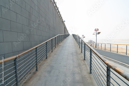 Close up and details of railing and stairs of a modern building