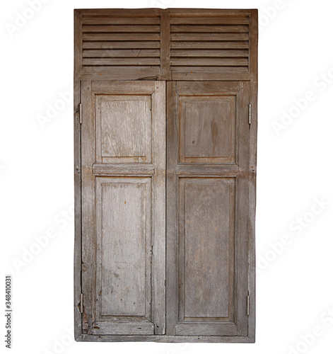 Rustic wood windows frame isolate on white background © teekawat