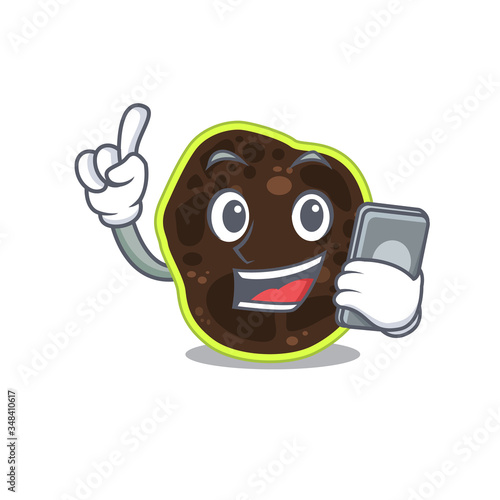 Firmicutes caricature character speaking with friends on phone