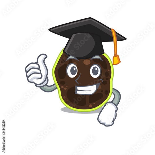 Happy proud of firmicutes caricature design with hat for graduation ceremony