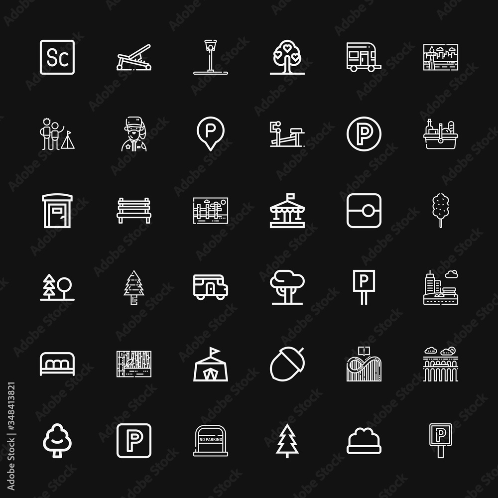 Editable 36 park icons for web and mobile