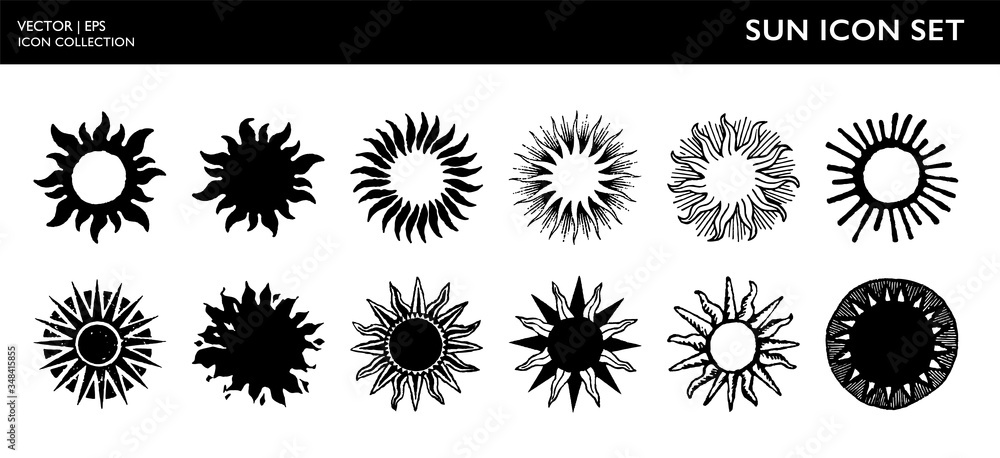 Sun engraving. Set of Sun. Hand drawn ethno symbol. Ethnic style illustration. Occultism, medieval religion, retro, spirituality and esoteric tattoo. Astrology map. Sun engraving. Set of Sun. Hand drawn ethno symbol. Ethnic style illustration. Occultism, medieval religion, retro, spirituality and esoteric tattoo. Astrology map.