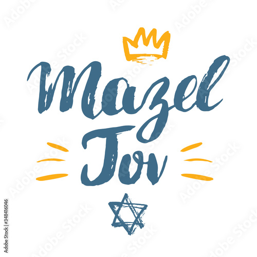 Mazel tov Calligraphic Lettering sign. Hand Drawn sketch doodles. Vector illustration