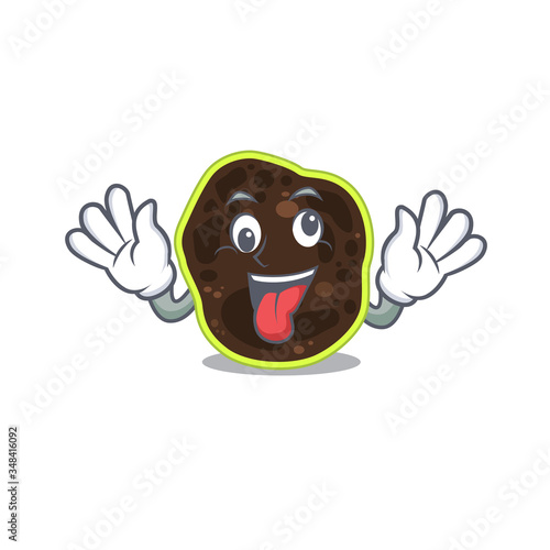 A mascot design of firmicutes having a funny crazy face