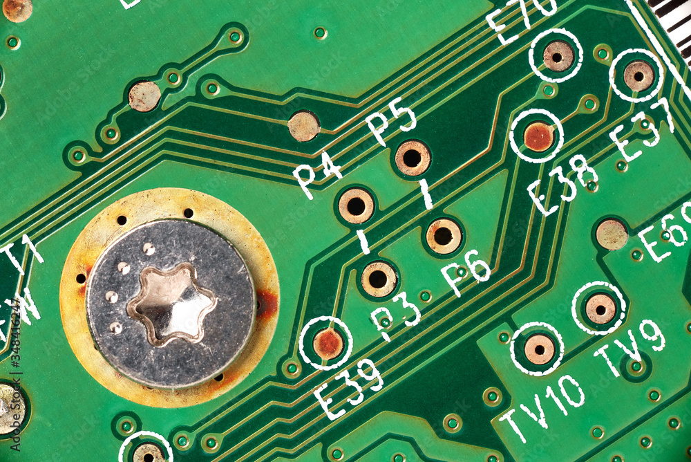 Obraz premium printed green computer circuit board macrophoto